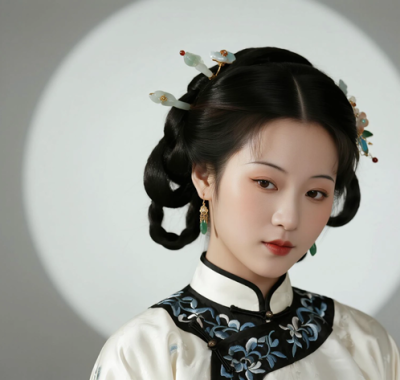AI优雅旗袍电脑桌面壁纸 | 月白绣裙清雅脱俗女生8K超高清无水印套图