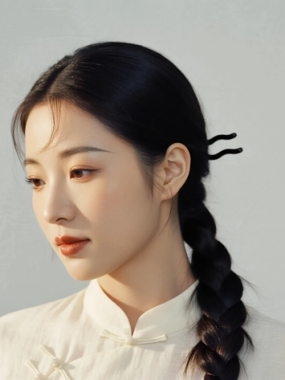 AI优雅旗袍电脑桌面壁纸 | 米白棉麻素雅恬静女生8K超高清无水印套图