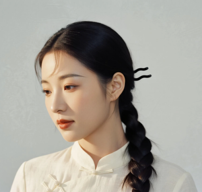 AI优雅旗袍电脑桌面壁纸 | 米白棉麻素雅恬静女生8K超高清无水印套图