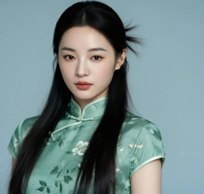 AI优雅旗袍电脑桌面壁纸 | 青绿绣裙清新自然女生8K超高清无水印套图