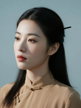AI优雅旗袍电脑桌面壁纸 | 浅咖古裙温润知性女生8K超高清无水印套图