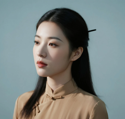 AI优雅旗袍电脑桌面壁纸 | 浅咖古裙温润知性女生8K超高清无水印套图