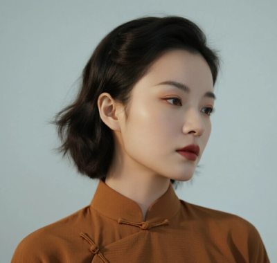 AI优雅旗袍电脑桌面壁纸 | 焦糖旗袍慵懒风情女生8K超高清无水印套图