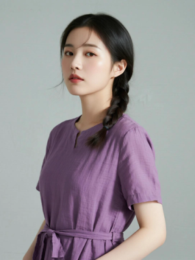 AI清新治愈电脑桌面壁纸 | 芋紫长裙温柔甜美女生8K超高清无水印套图