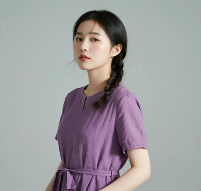 AI清新治愈电脑桌面壁纸 | 芋紫长裙温柔甜美女生8K超高清无水印套图