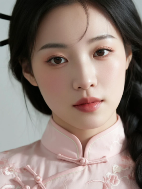 AI优雅旗袍电脑桌面壁纸 | 浅粉刺绣温柔甜美少女8K超高清无水印套图