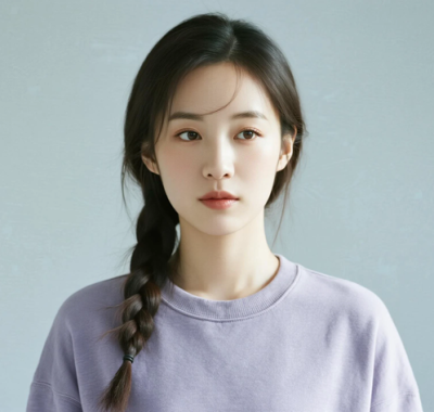 AI清新治愈电脑桌面壁纸 | 灰紫卫衣套装闲适治愈女生8K超高清无水印套图