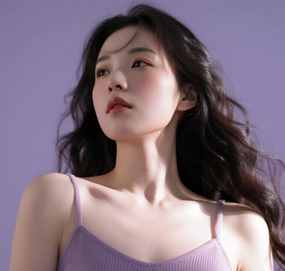 AI清新治愈电脑桌面壁纸 | 芋泥紫针织吊带裙软糯治愈少女8K无水印套图