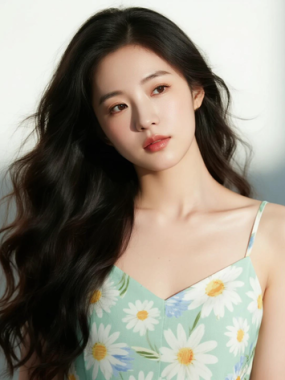 AI清新治愈电脑桌面壁纸 | 浅青柠雏菊吊带裙森系治愈少女8K无水印套图