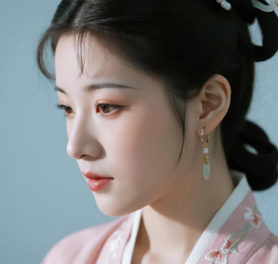 AI国风美人电脑桌面壁纸 | 藕粉绣花汉服柔美仕女8K超高清无水印套图