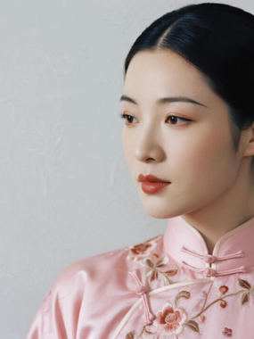 AI优雅旗袍电脑桌面壁纸 | 粉色旗袍甜美温柔8K超高清无水印套图