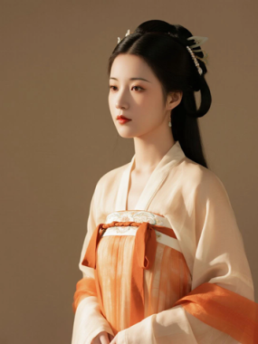 AI国风美人电脑桌面壁纸 | 橘杏唐制齐胸裙温润少女8K超高清无水印套图