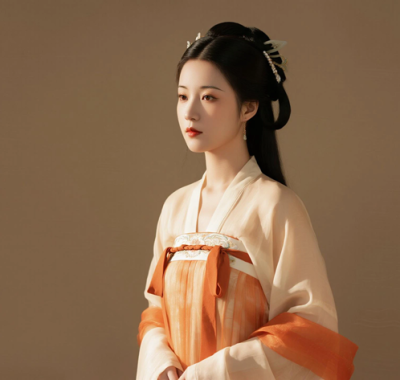AI国风美人电脑桌面壁纸 | 橘杏唐制齐胸裙温润少女8K超高清无水印套图