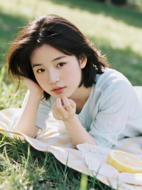AI清新治愈高清图集 | 女生草地柔光治愈套图