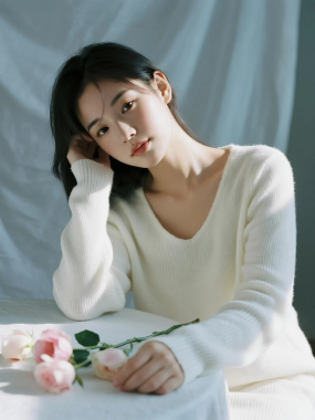 AI清新治愈高清图集 | 女子白系简约唯美套图