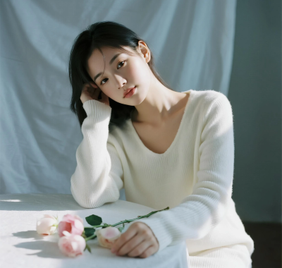 AI清新治愈高清图集 | 女子白系简约唯美套图