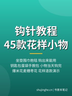钩针教程:45款花样小物,坐垫围巾抱毯钥匙包夸克网盘