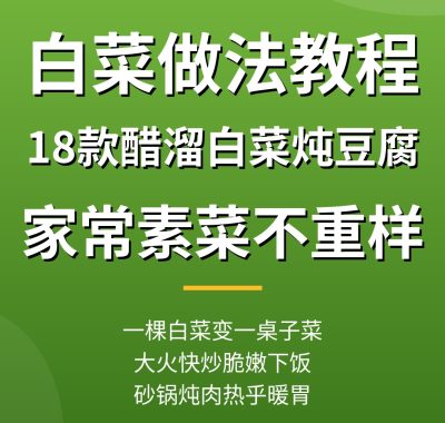 白菜做法教程18款：醋溜白菜炖豆腐，家常素菜天天不重样 夸克网盘下载