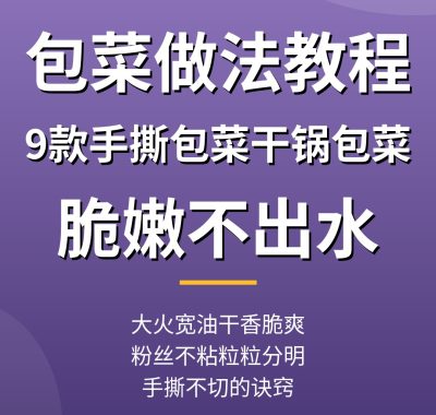 包菜做法教程9款：手撕包菜干锅包菜，脆嫩不出水的窍门（0基础实操）