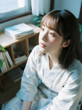 AI清新治愈高清图集 | 女子日系窗边静谧套图