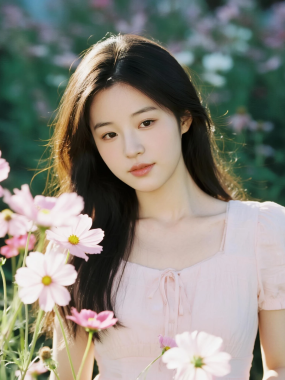 AI清新治愈高清图集 | 女生浅粉花卉唯美套图