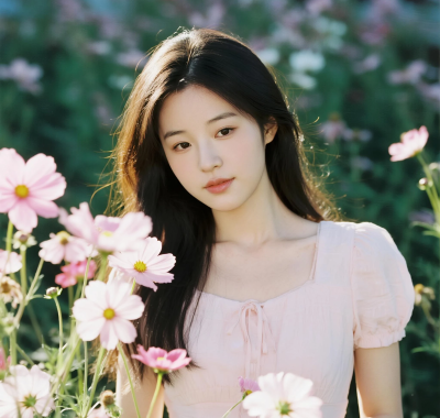 AI清新治愈高清图集 | 女生浅粉花卉唯美套图