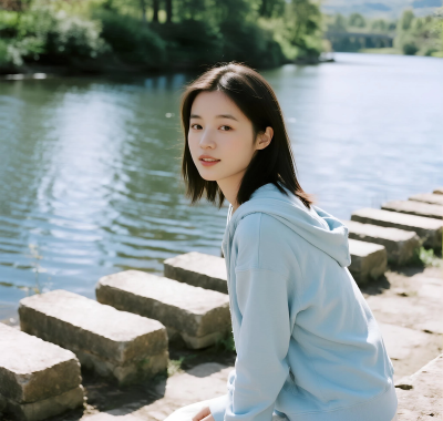 AI清新治愈高清图集 | 女子湖边倒影静谧套图