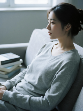 AI清新治愈高清图集 | 女生浅灰简约高级套图
