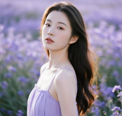 AI清新治愈高清图集 | 女生浅紫唯美温柔套图