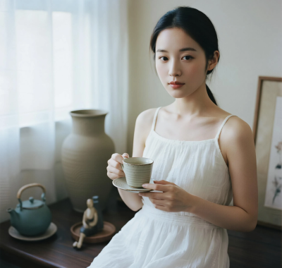 AI清新治愈高清图集 | 女生陶瓷肌理高级套图