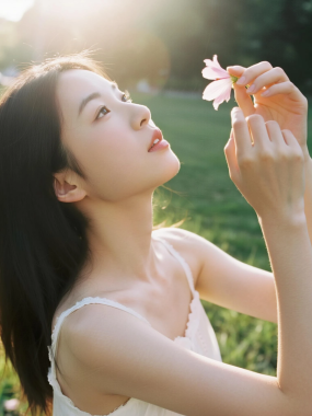AI人像女生高清图集 | 阳光草坪唯美套图