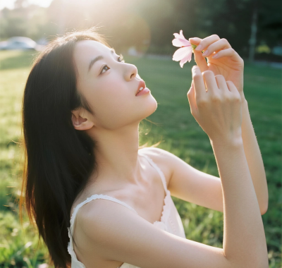 AI人像女生高清图集 | 阳光草坪唯美套图