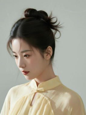 AI优雅旗袍电脑桌面壁纸 | 鹅黄薄纱灵动娇俏女生8K超高清无水印套图