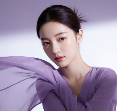 AI美图清新治愈电脑桌面壁纸 | 淡紫长裙雅致温婉女生8K超高清无水印套图
