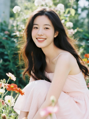 花丛中温柔少女图集 | 浅粉清新唯美套图