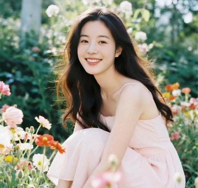 花丛中温柔少女图集 | 浅粉清新唯美套图