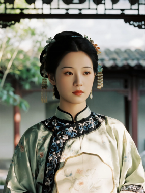 AI国风美人高清图集 | 女子回廊新中式端庄套图