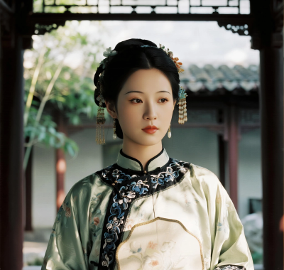 AI国风美人高清图集 | 女子回廊新中式端庄套图
