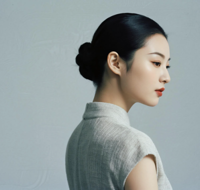AI优雅旗袍电脑桌面壁纸 | 奶灰拼接娴静柔和女生8K超高清无水印套图