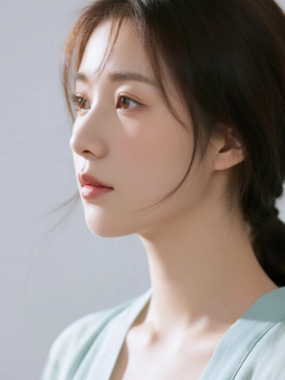 AI美图清新治愈电脑桌面壁纸 | 浅青服饰恬淡安然女生8K超高清无水印套图