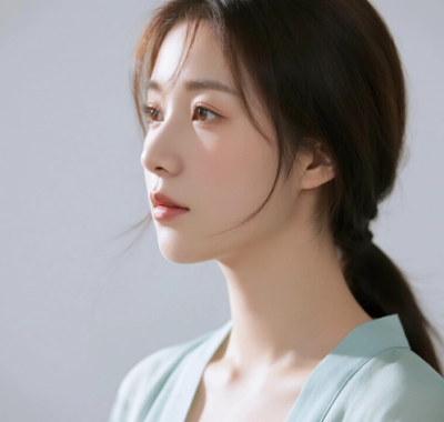 AI美图清新治愈电脑桌面壁纸 | 浅青服饰恬淡安然女生8K超高清无水印套图