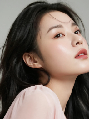 AI美图清新治愈电脑桌面壁纸 | 柔粉上衣温婉恬静女生8K超高清无水印套图