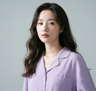 AI美图清新治愈电脑桌面壁纸 | 浅紫穿搭雅致温柔女生8K超高清无水印套图
