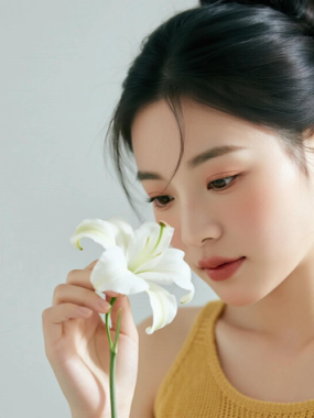 AI美图清新治愈电脑桌面壁纸 | 暖黄穿搭元气柔和女生8K超高清无水印套图