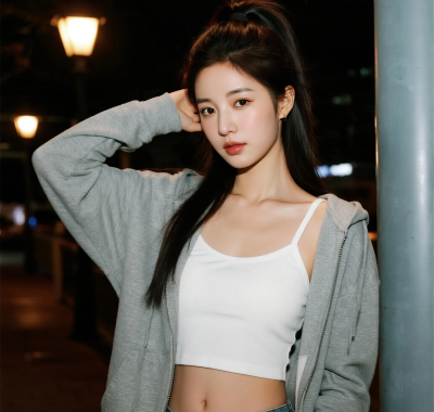 8K街头纯欲AI女生 | 卫衣吊带冷艳套图