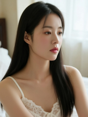 8K慵懒纯欲AI女生 | 蕾丝睡裙卧室套图