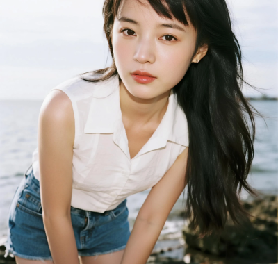 8K海边纯欲女生 | 衬衫短裤清新套图