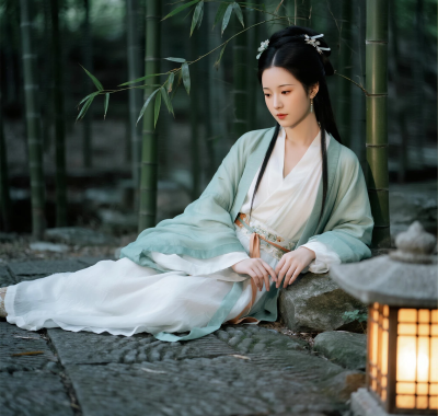 AI国风美人高清图集 | 女子竹林小径禅意套图