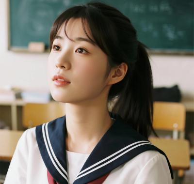 8K日系JK美女 | 教室黑板前套图