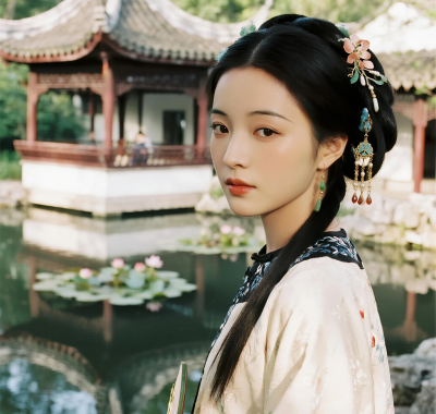 AI国风美人高清图集 | 古典园林东方套图